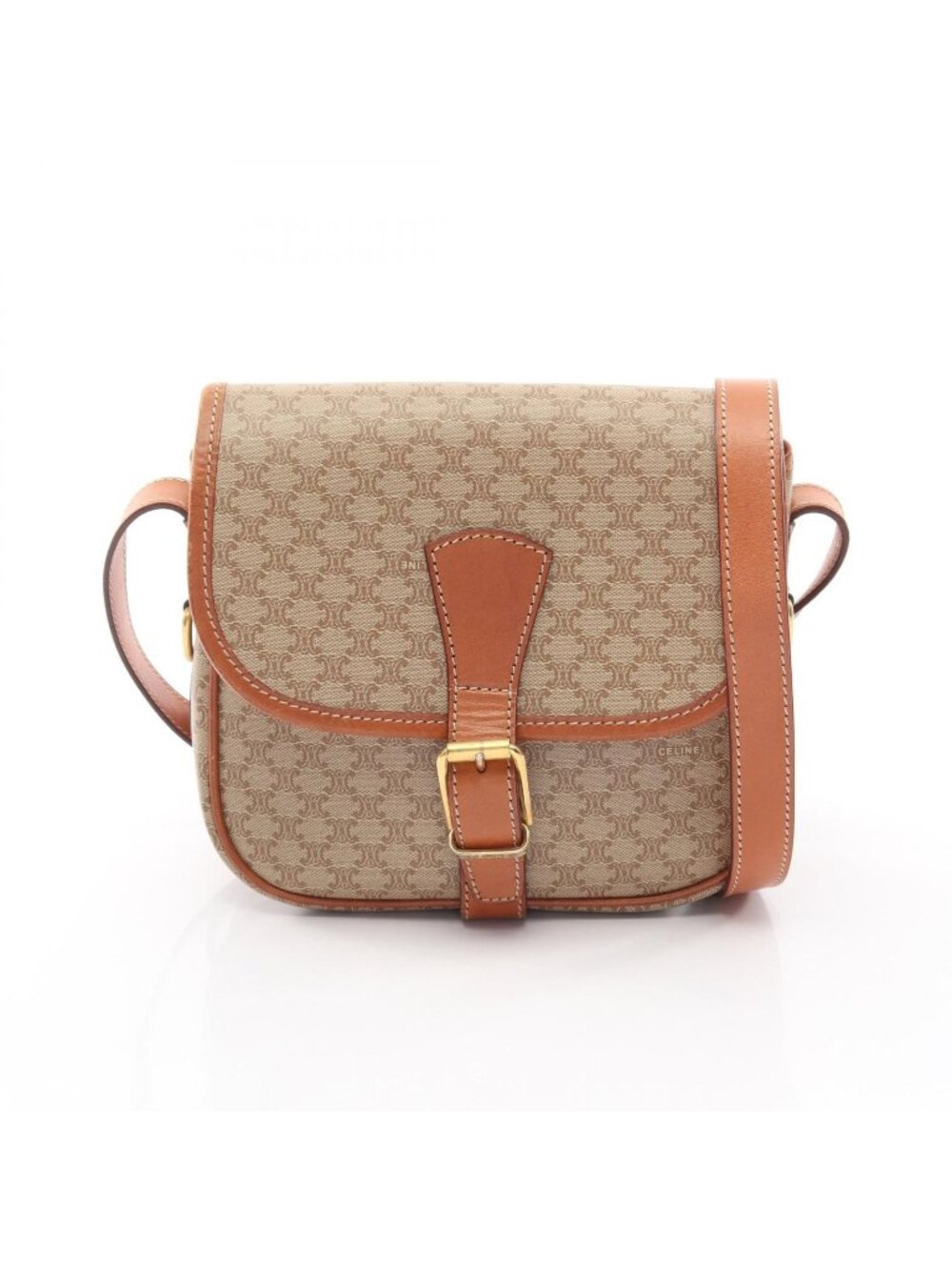 Celine Shoulder Bag Macadam Beige Leather Triomphe